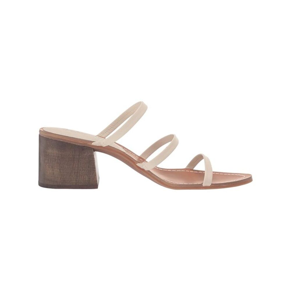 SPLENDID Womens Eggshell Ivory Meli Toe Block Heel Slip On Leather Sandals 7.5 M